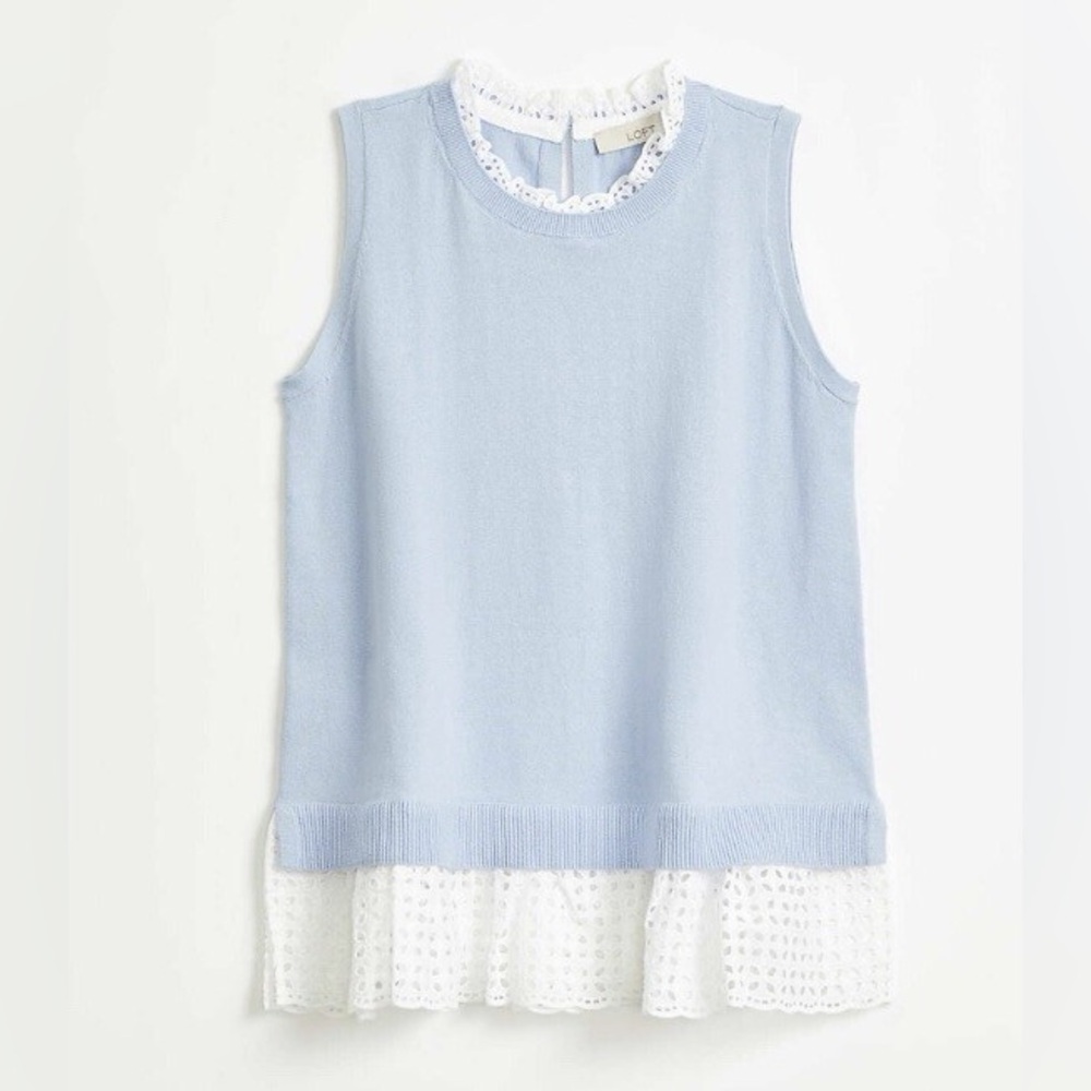 LOFT 100% Cotton Sweater Tank Blue